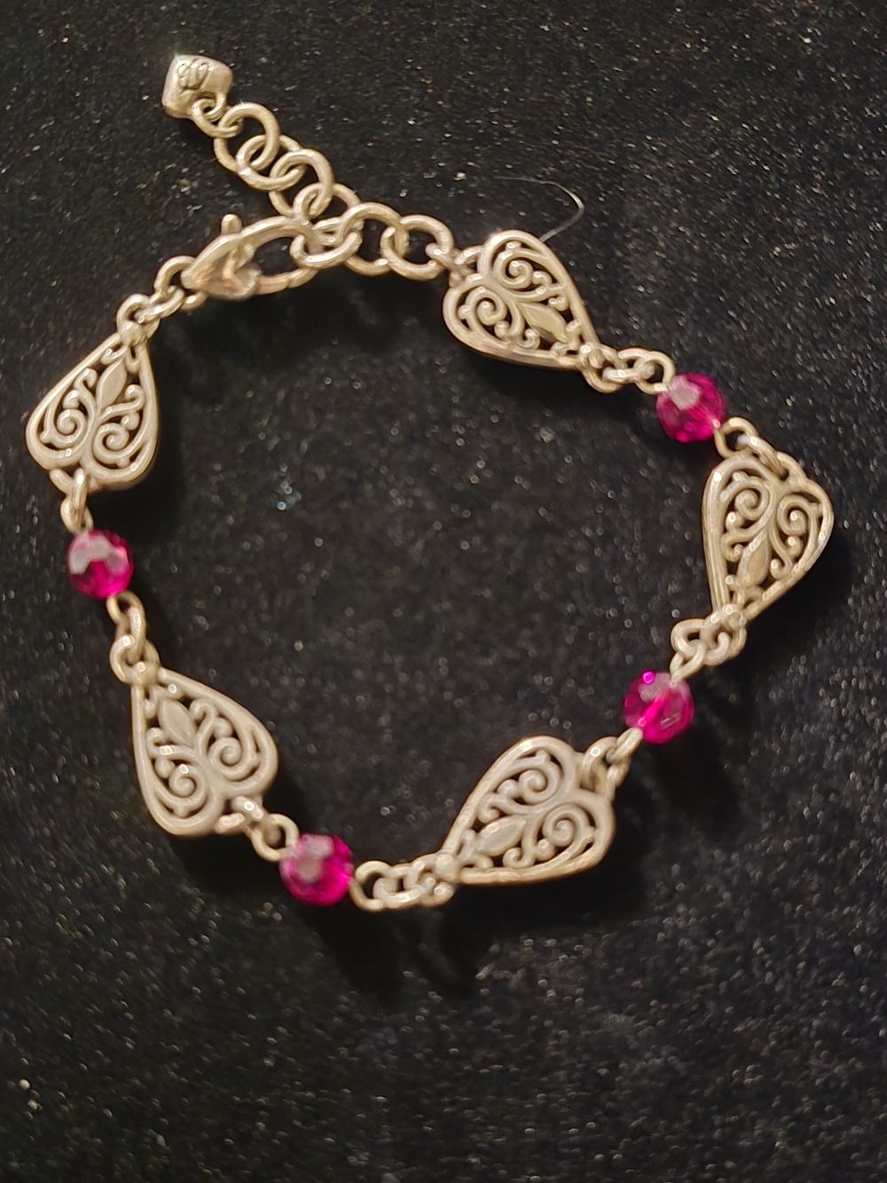 Brighton Gold Filigree Heart Bracelet with Red Beads